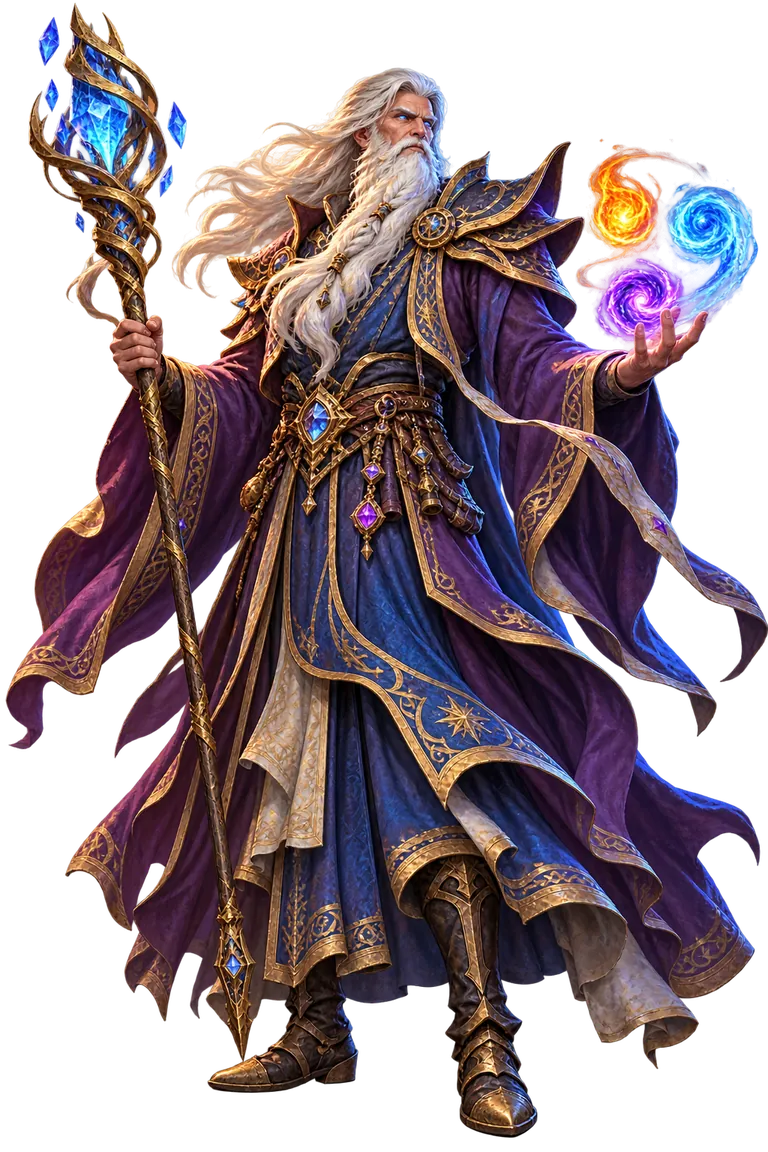 Eldrin Voz-Eterna, the Mage, casting a spell